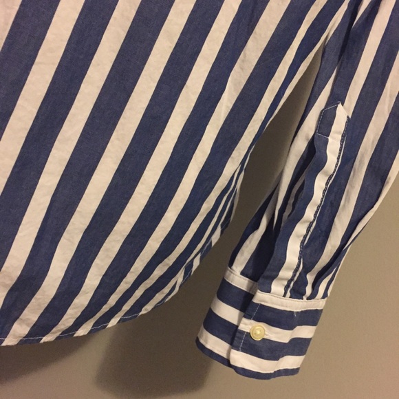 GAP Blue & White Striped Fitted Boyfriend Blouse - Picture 6 of 7